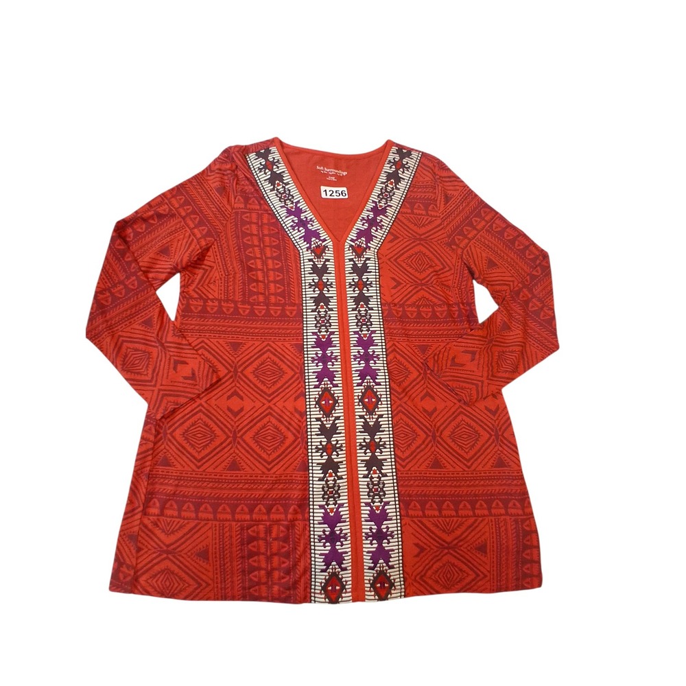 Soft Surroundings Kalahari Women's size XL Casual Career Embroidered Aztec Top